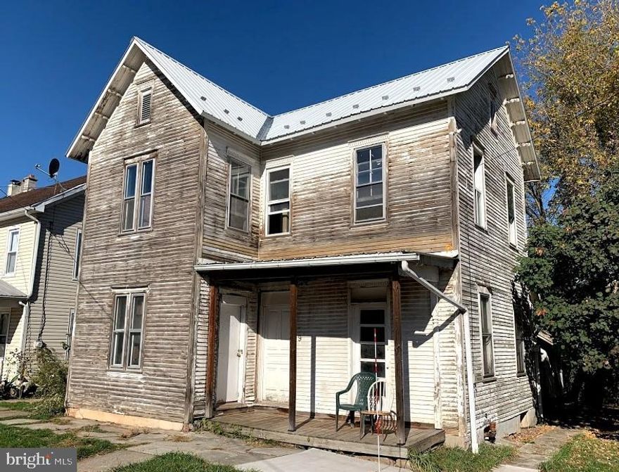 3 bedroom 1 bath home on corner lot in McClure Borough. Needs complete remodel. Sold AS-IS.