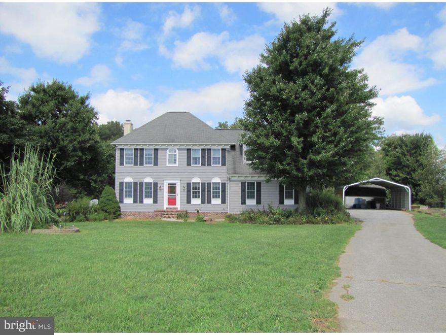 Great New Price! Don't miss this opportunity- 4 Acres, 4 Bedroom, 2.5 Bath Colonial sits on a quiet country road with Farmland Views, 4 Acres and a 30 X 65 Pole Barn. On the first floor you will find an eat-in kitchen conventionally located between the Dining Room and Family Room with lots of cabinet space, granite counter tops and Stainless Appliances. Office has built in cabinetry, brick fireplace in Family Room, updated Powder Room, lots of natural light, newer windows and doors & hardwood floors through out. First floor Master Suite offers all the conveniences of today's living- private access to the back deck, recently renovated Bath with double marble vanity, skylights, 2 person walk in shower, linen closet, huge walk in closet with vintage metal cabinets from the 30's. Continue upstairs to three more bedrooms with hardwood floors, 2 with walk in closets, hall bath has double vanity and a door separating the shower/tub combo. This floor is also home to a 20x20 Bonus Room. Lots of windows, freshly painted, pool table included. Back staircase from bonus room goes directly to the kitchen. 2nd floor laundry. The first floor and bonus room have just been freshly painted. The upstairs bedrooms are waiting for you to make them your own. Back deck leads to concrete patio with Fire-pit and Hot tub. The Pole Barn was added in 2006, has a dirt floor but was built to have concrete floor installed, has fans for ventilation. There is also a carport and a small dog kennel on the property. The land is mostly tree lined, open & flat with mature trees including 4 Apple, 1 Peach and 1 Cherry Tree. It truly is a beautiful lot! Could have horses or a small farm. The house was built by Ruth Doutrich/Doutrich Builders Paradise, PA.  Close to Shopping, easy access to Rt.1 bypass, 50 min. from Aberdeen Proving Ground.Come see everything this wonderful property has to offer.