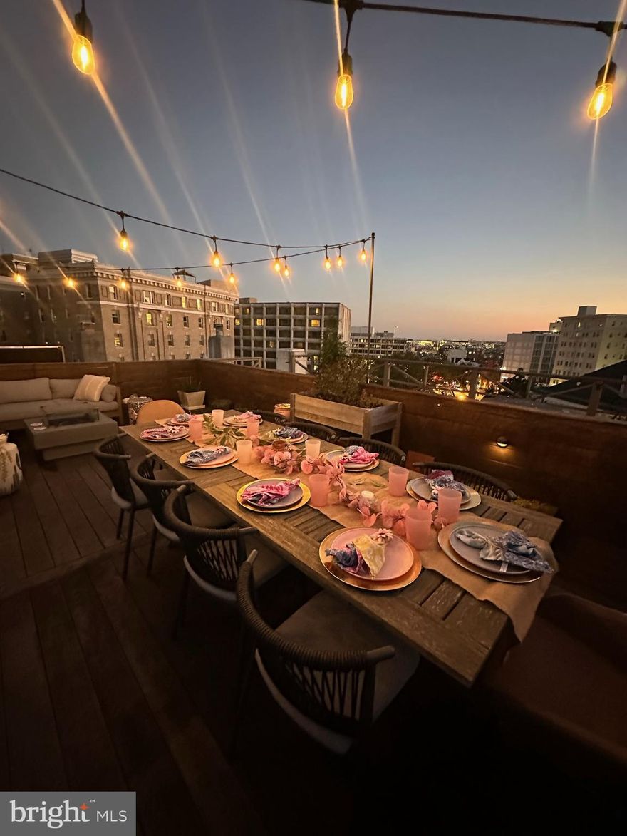 Welcome to this stunning penthouse in the heart of Kalorama, offering the rare opportunity to enjoy your very own luxurious rooftop deck. Perfect for dining and relaxing, the private perch offers sweeping views of downtown. The property is situated within a grand, prestigious 5-unit row house built in 1914, with common areas beautifully restored in 2019 to highlight the building's original period details. The unit’s interior, roof, and upstairs deck have all been recently upgraded, blending modern comfort with classic charm.

Located just steps from the vibrant Connecticut Avenue Corridor, this home is near Dupont Circle and the lively 18th Street in Adams Morgan, filled with shops, restaurants, and bars. The Dupont Metro station, farmers' markets, and grocery stores are all within walking distance, making this a true walker's paradise.

The penthouse features two spacious bedrooms, an open living and dining area, a newly renovated kitchen and bathroom, and plenty of storage throughout. Large windows and a skylight fill the home with natural light, complementing the thoughtfully designed layout. The unit also includes an in-unit washer and dryer, oak hardwood floors, white kitchen cabinetry, stainless-steel appliances, brand new LED recessed lighting, and a charming built-in bookcase.

A private staircase leads to your exclusive 450 sq/ft rooftop terrace, remodeled in 2017 with durable Brazilian ipe wood. Offering 360-degree views, this is the perfect spot to relax while enjoying memorable sunsets or watching the Fourth of July fireworks. Whether for private enjoyment or entertaining guests, this terrace is a true gem in the city.
