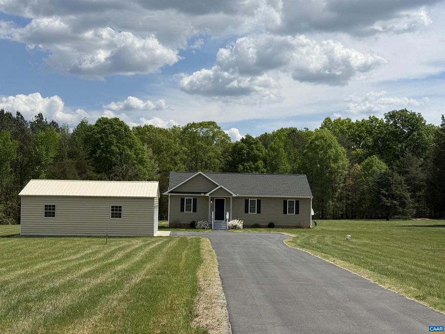 Value & prime location between Louisa & Mineral.  Stick built 3 bedroom 2 bath home w/ appliances included on 2.9+ acres w/ room for a garden.  720 sq ft detached garage/shop w/ electric and paved driveway make this an exceptional value.   Why rent?  Own this home w/ low monthly payments like rent.