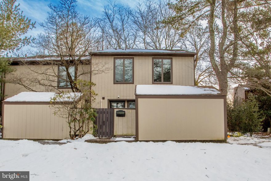 Experience maintenance-free living in this 3-bedroom, end-unit condo in the Village II community. A private stone courtyard welcomes you to the front entrance. Inside, the first floor is bright and airy, offering an open and comfortable layout ideal for everyday living and entertaining. The stylish kitchen features ample counter and cabinet space, stainless steel appliances, and a convenient breakfast bar/pass-through to the dining area. The adjoining dining and living room is filled with natural light and includes two sliding glass doors that open to the back patio and side yard. A powder room and laundry closet complete the main level. Upstairs, the spacious primary bedroom includes a walk-in closet and private en-suite bath. Two additional bedrooms share a well-appointed hall bath with double sinks and a combination tub/shower. Outdoors, enjoy peaceful nature views from the rear stone patio, along with plenty of storage in the outdoor shed. Ideally located near commuter routes and minutes from downtown New Hope - where you can enjoy dining, shopping, entertainment, and galleries, all right at your doorstep.