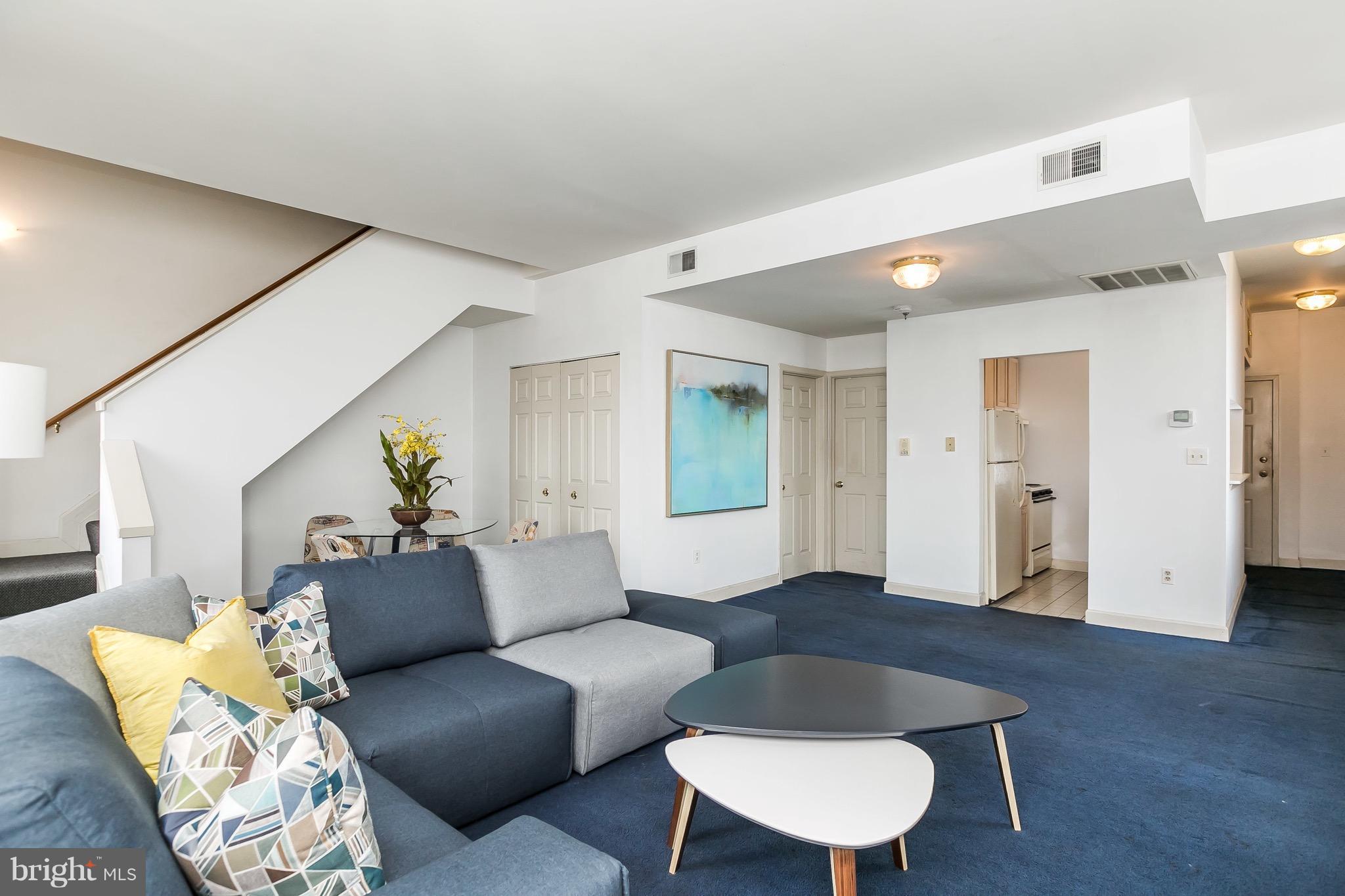 BEST PRICED 3br/2ba w/ Parking in Fed Hill. -3rd Floor Walk Up In Secure Building - w/ 3 CAR PARKING! This top floor 2 story corner unit is filled with tons of natural light in a secure building. Large 18x20 living room/ dining room combo is perfect for entertaining. One bedroom and bathroom on main level. 2br/1ba on the upper level. Small upper level deck off an upper level bedroom. Newer vinyl flooring in the baths and kitchen. Full size washer and dryer on the main level. UMD Shuttle Stop across the street (tenant to verify route and service). Close 95, 81, & Inner Harbor. Available 8/1/25.....still tenant occupied advanced notice to show required.