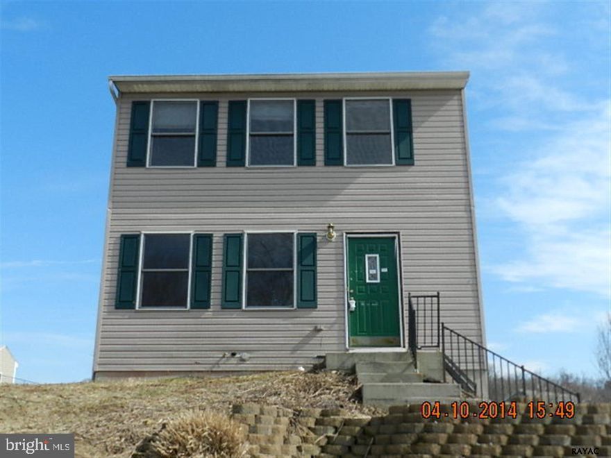 Spacious 3 Bedroom 1.5 Bathroom Two Story home with large back yard, deck, shed, Off Street parking.  Eat-in kitchen with oak raised panel cabinets and pantry closet, LR with laminate floor, first floor 1/2 bath, Master bedroom with W/I Closet, and access to the hall bath.  Full concrete basement with sump pump.  Convenient to York & Harrisburg.