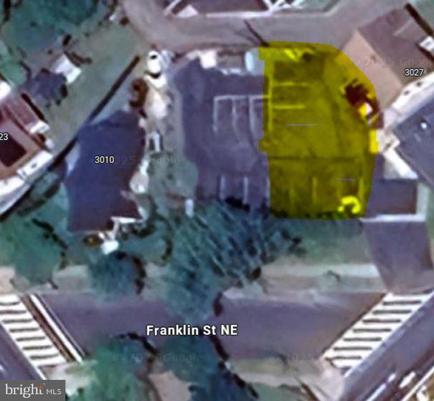 LAND.  Right side of a fenced parking area that encompasses two lots.  Lots were used as a parking lot for the adjacent property (2800 Bladensburg Rd NE).  Access from Franklin St via driveway.  Buyer responsible for survey to separate lots.  Sold AS IS.  Lot next to this at 3012 Franklin St is also available.    In the District of Columbia, property class code 093 is associated with non-conforming residential property that is not currently buildable.