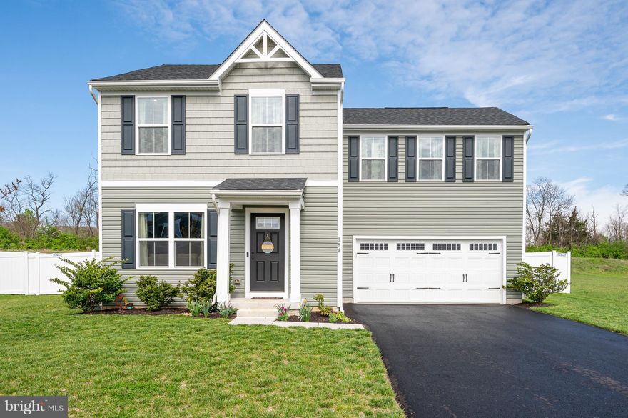 This is the home you have been waiting for in sought-after Chandler’s Glen! This meticulously maintained colonial built in 2020 offers 4 bedrooms, 2.5 bathrooms, and is located on a premium .35 acre lot. You’ll appreciate the space this lot offers with a level and large fenced rear yard which includes a large shed. You will surely want to entertain friends and family on the rear patio or around the fire pit that is easily accessible from the kitchen. Inside, you will find this home is like new and move-in ready. The main floor features an open floor plan with the living room open to the kitchen and dining area with a shiplap accent wall. The kitchen boasts granite counters, reverse osmosis at sink & fridge, stainless appliances, an island, and a pantry. There is a half bathroom on the main level as well as access to the 2 car garage and basement. Upstairs, you’ll find a generously sized primary bedroom with walk-in closet as well as a primary bathroom with double sink vanity. There are three other bedrooms with plenty of closet storage that share a hall bathroom and a bedroom level laundry room. The unfinished basement is ready for your personal touch and has a rough-in for a future full bathroom as well as an egress window to potentially make this home into a 5 bedroom. Neighborhood amenities include a tot lot and dog park. This home is conveniently located just minutes from the Virginia line and I-81 for an easy commute to VA or MD.