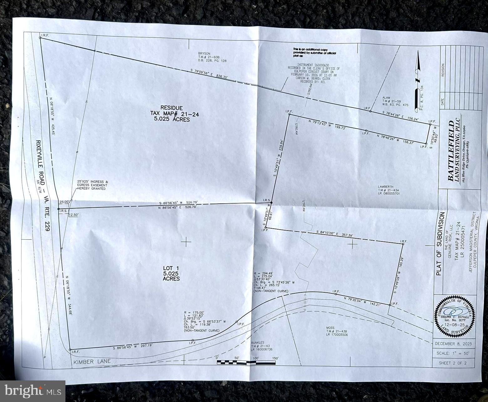 Lot 2 RIXEYVILLE RD. RTE 229, ADJ TO LOT 1