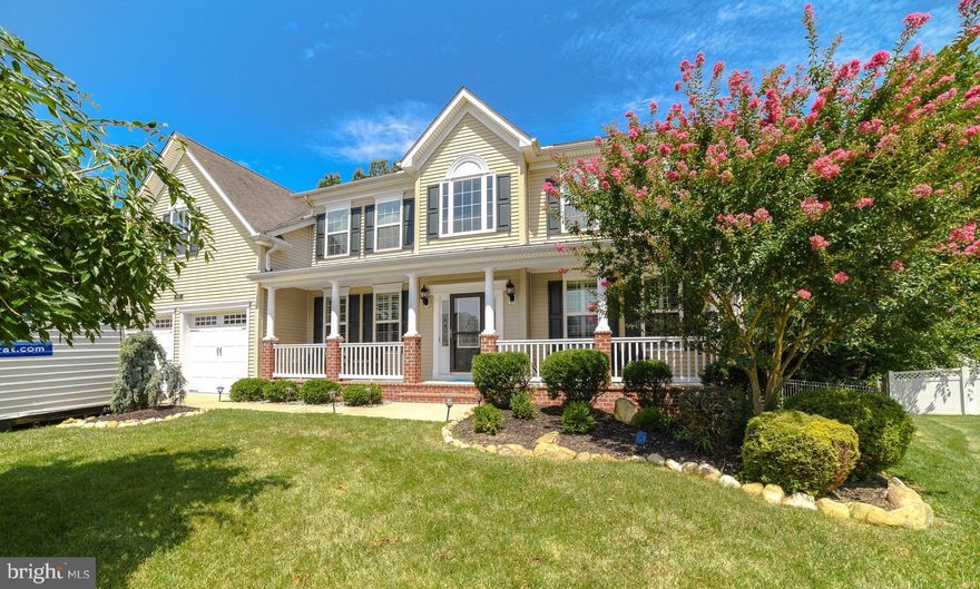 This beautiful culdesac home has so much to offer!  The home backs to trees with a fenced in backyard, maintenance free decking and beautiful patio. The inside is wonderful as well with hardwood flooring throughout much of the open concept main level. There is a two story great room  which opens to breakfast area and a chef's delight kitchen with granite counters, gas cooktop, large island and tile backsplash.  Off the kitchen is the second set of stairs to the second floor. The laundry room is upstairs--so no more up and down the steps with clothes! Four bedrooms upstairs to include the primary bedroom, sitting area and very large primary bath. The primary bath includes a soaking tub,  large separate shower,  dual vanities and a great walk-in closet.  The basement area has loads of space, to include a media room (the projector and built-in speakers convey), additional large  family room, full bath and an additional bedroom. This culdesac home won't disappoint! You can have it all right here on Silver Charm Ct!