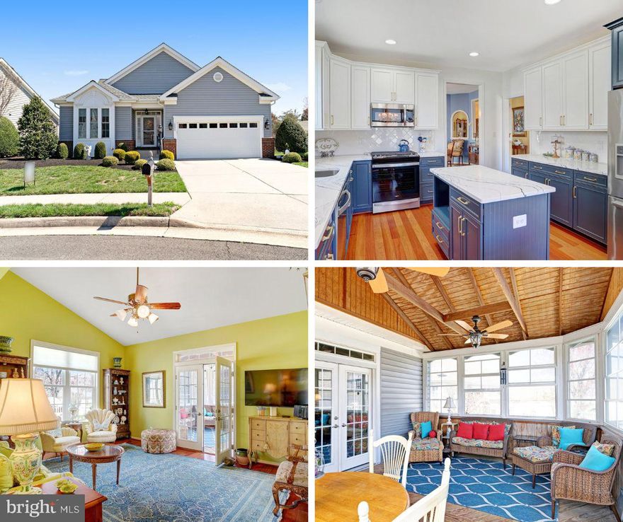 Welcome to this stunning single-family home located in the sought-after gated community of Heritage Hunt Golf & Country Club—a premier 55+ active adult community. Nestled on a quiet cul-de-sac, this beautifully maintained residence, Danbury model w/full Basement, features Brazilian Cherry hardwood floors (2023) throughout the main level and a thoughtfully designed floor plan. The gourmet kitchen, fully updated in 2023, is a chef’s dream with quartz countertops, soft-close cabinetry, an island with gas cooking, recessed lighting, a pantry, and a sunlit breakfast area. Enjoy formal gatherings in the elegant dining room and relax in the spacious living and family rooms, both with vaulted ceilings. Step outside to the rear covered porch enclosed with a custom Eze Breeze window system (2018)—perfect for year-round enjoyment—then out to the Trex deck (2023), custom patio, and black aluminum fenced backyard (2020), all surrounded by professionally landscaped grounds. The main level also features a luxurious primary suite with vaulted ceilings, two walk-in closets with custom organizers, and a spa-like bath with soaking tub, separate shower, and dual vanities. A second bedroom with walk-in closet, full hall bath, and a well-appointed laundry room with extra storage and utility sink add to the convenience. The spacious two-car garage includes an additional storage area and a 2024-installed electric car charger. The fully finished lower level offers plush carpeting, a large recreation room with a gas fireplace, bonus room/3rd Bedroom with 2 large closets with custom organizers, separate office, full bath, and two generous storage areas, plus walk-up access to the backyard. Major updates include new windows (2022), hot water heater (2022), HVAC (2022), gas stove (2023), dishwasher (2025), roof 2017, and more. Enjoy an exceptional lifestyle with top-tier amenities including an Arthur Hills 18-hole championship golf course, two clubhouses, restaurant and bar, indoor and outdoor pools, tennis and pickleball courts, walking trails, and a full calendar of social events.