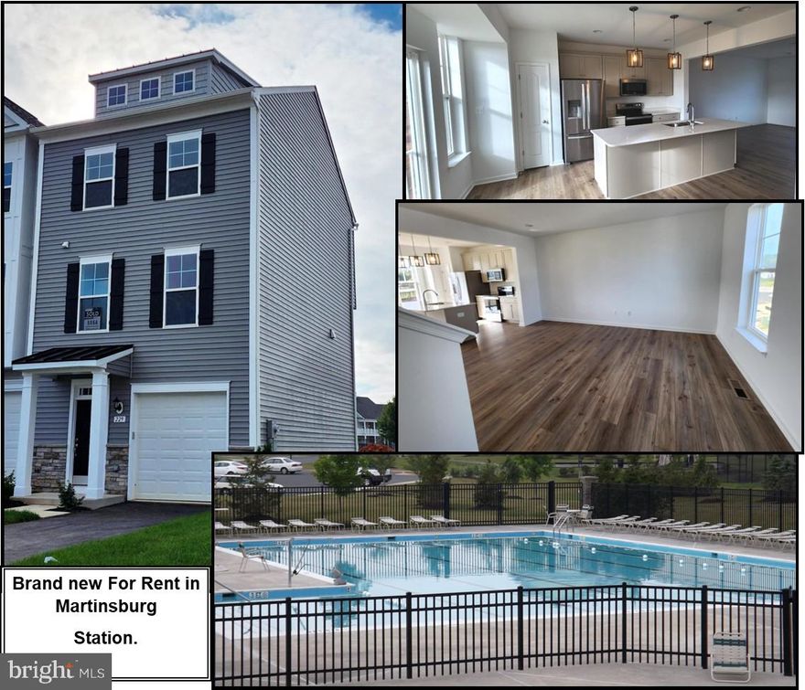 Brand new 3 level Townhome for rent in Martinsburg Station. Home features 3 bedrooms and 3 1/2 bath. Upgrade kitchen with large island, quartz countertops, all appliances. Primary bedroom has attached bath with walk in shower, double bowl sink. Laundry on bedroom level. Lower level has finished family room that could be 4th bedroom, and full bath. Rent is $1995, security deposit $1995, credit application fee is $55 per adult. NO PETS, 12 month lease minimum.