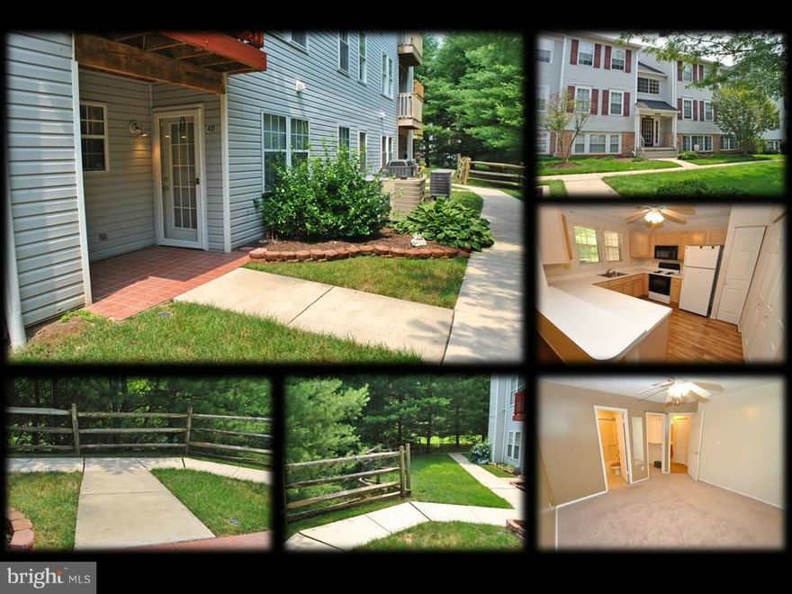 MOVE IN READY UNIT! NEWER HEAT PUMP HVAC SYS FOR HIGHER EFFICIENCY, LARGE MASTER BEDROOM W/ HUGE WALK-IN CLOSET AND MASTER BATHROOM, LARGE KITCHEN W/ BREAKFAST BAR TO LARGE LIVING ROOM, REAR PATIO WITH SEPARATE ENTRANCE W/ VIEWS OF THE BEAUTIFUL TREES FROM GUNPOWDER STATE PARK, COMMUNITY WALKING PATHS, TUCKED AWAY AT BACK OF COMMUNITY AND MORE!  ENTER THROUGH MAIN ENTRANCE OR REAR PATIO ENTRANCE!