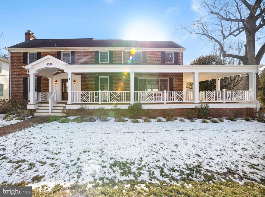 A rare gem in the heart of Bethesda, this beautifully updated and expanded 5-bedroom, 4-bath single-family home offers approximately 3,100 square feet of finished living space across three levels and sits on a desirable corner lot just a 10-minute walk to the Bethesda Metro and BCC High School. An oversized wraparound front porch creates a welcoming first impression and connects to the side driveway and garage. Inside, abundant natural light and hardwood floors enhance the warm, inviting feel throughout. The living room with fireplace opens through French doors to a screened porch and deck overlooking the private backyard. The bright, updated kitchen features abundant countertop space and cabinetry, under-cabinet lighting, stainless steel appliances, a beautiful tiled backsplash, and stone countertops. It flows seamlessly into the formal dining room and family room, which also opens to the wraparound front porch—perfect for indoor-outdoor living and entertaining. A full bathroom on the main level adds everyday convenience and flexibility.
Upstairs, the primary suite features cathedral ceilings, a private full bathroom, and an expansive walk-in closet with in-suite laundry (converted from the 4th upstairs bedroom). A hall bathroom serves the additional upper-level bedrooms.
The finished lower level offers exceptional versatility with a second laundry area, office space, recreation room, storage, an additional bedroom, full bath, and a kitchenette with sink. Direct access to the garage enhances convenience, making this level ideal for guests, extended family, or flexible living arrangements.
Additional improvements include a whole-house water filtration system and an updated on-demand hot water heater. Professionally landscaped grounds with custom lighting enhance curb appeal. Enjoy walking distance to shops, restaurants, groceries, the library, and parks, with easy access to Wisconsin Ave, Old Georgetown Rd, East-West Hwy, and I-495—making this one of Bethesda’s most desirable homes and locations.