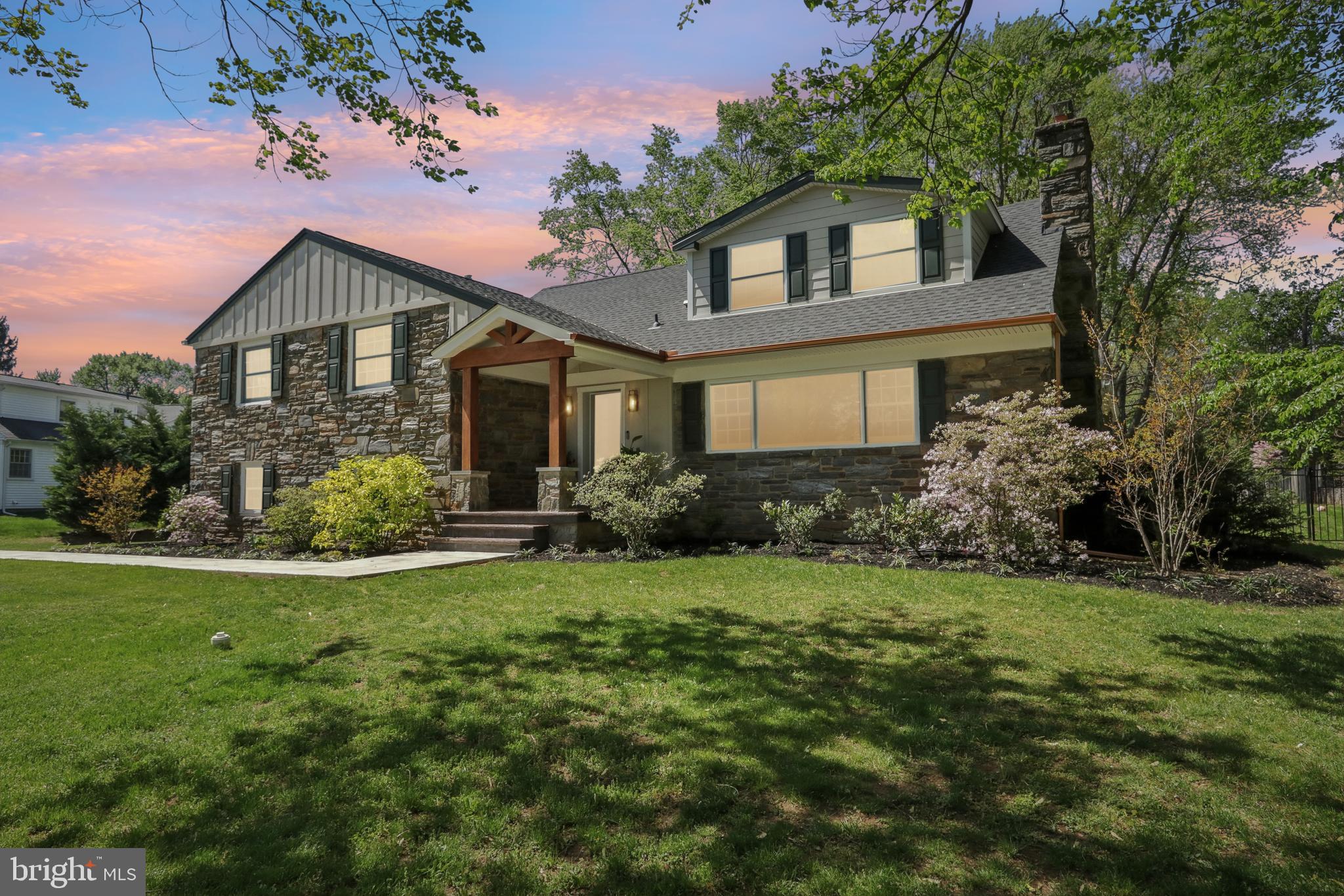 Rare to find newly renovated and expanded home on a private one-acre level lot on one of the best streets in Radnor twp. This complete renovation/addition is comparable to New Construction, but has relatively low taxes. The contemporary open floor plan is characterized by clean lines and a refined biophilic design. Large and open spaces are warmed with silky smooth imported natural wood finishes and stone accents. The current owners recently completed this project with loving care and sparing no expense only to find that they will be relocating due to unforeseen circumstances. They installed custom built-ins and closet organizers and treated this project as the creation of their dream home. The sprawling main level has a large to die for kitchen with a huge soapstone island, quartz countertops, upgraded cabinetry with special features and top end Bosch appliances. The adjacent great room addition leads to an enchanting covered Lanai with an outdoor kitchen and fireplace that have yet to be used. The large living room and formal dining room can accommodate sizable furniture and large gatherings. This property has a level Estate lot with mature trees and is surrounded by some of the finest new construction in Radnor township. The primary suite is on a separate level with his and her's closets and en suite bath. The second level has three additional bedrooms, one with en-suite bath and a nicely appointed hall bath. A spacious room in the lower level is set up as a family room but could be used as an additional bedroom or aue pair. Spacious new laundry room and two car garage complete the walk-out lower level. There is also an unfinished basement that provides excellent storage and houses one of the two HVAC systems and a whole house generator. This home is well suited for entertaining and in a highly sought after neighborhood in Radnor school district.
