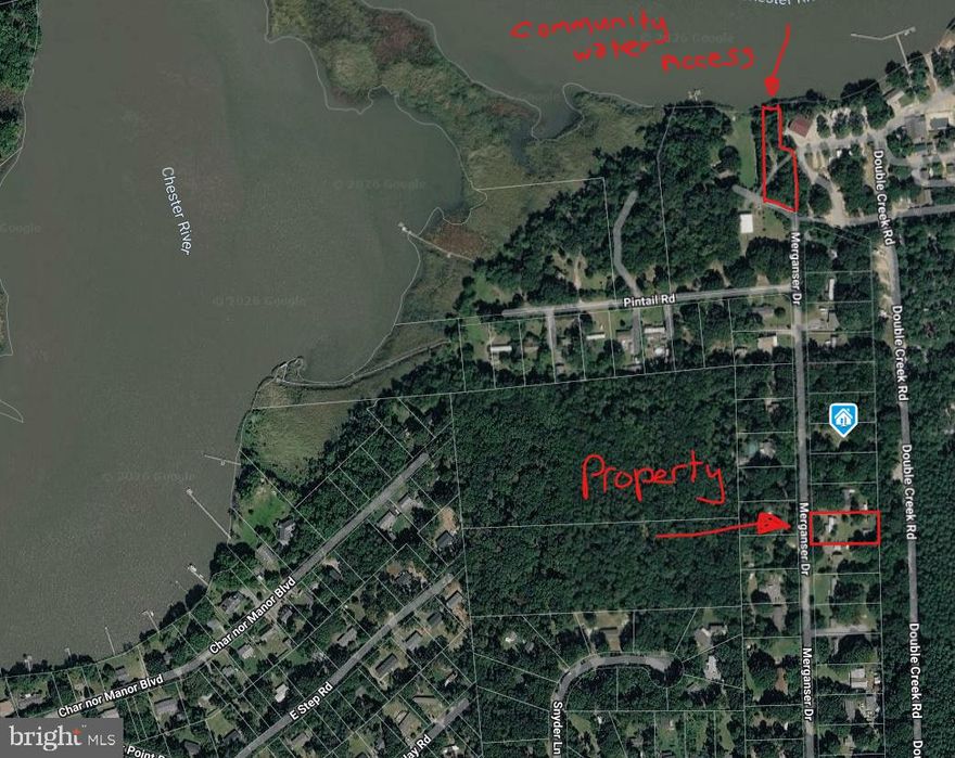 Situated on a quiet road, this half-acre property offers a great opportunity to enjoy the Eastern Shore lifestyle. Community water access to the Chester River is located at the end of the road and includes a boat ramp, making it easy to enjoy boating, fishing, crabbing, or paddle boarding right nearby. Located within the Queen Anne’s County school district and just minutes from downtown Chestertown. 

A mobile home currently exists on the property and is believed to be approximately 60 years old. Buyer to verify condition and habitability of the mobile home or remove at buyer’s discretion. Seller has no knowledge or information regarding the mobile home. Original well and septic are present on the property; buyer to verify condition and functionality of both.