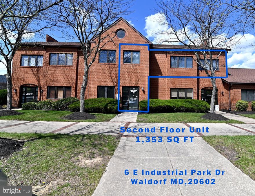 Exceptional Office Leasing Opportunity in Waldorf, MD: Situated on the second floor, with stairway access, this 1,353 square foot office suite presents a fantastic opportunity for businesses seeking a functional and well-located workspace. The interior configuration allows for versatility, easily accommodating either five individual private offices or four offices plus a dedicated conference room for meetings and collaboration. The unit also includes a private bathroom for added convenience. Lots of natural light fills this unit. Space is vacant and ready for occupancy. Tenants are responsible for electric, cable, and internet. No fee for water. Its strategic location, immediately next to the Motor Vehicle Administration, offers excellent visibility and accessibility for both employees and visitors.