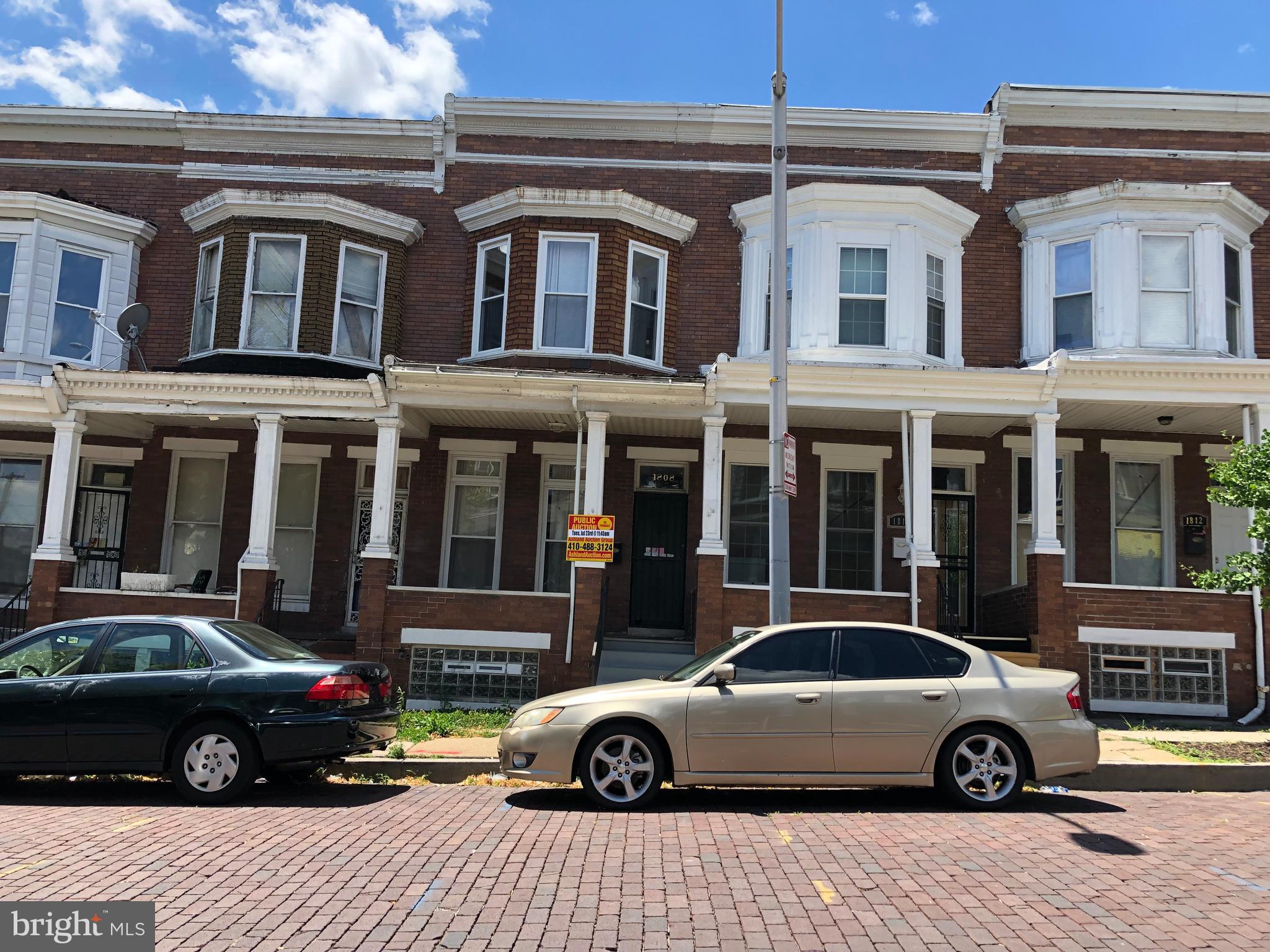 PUBLIC ONSITE AUCTION: Tues, July 23rd, 2019 @ 11:45 AM. List Price is Suggested Opening Bid. 2 Story Porchfront Townhome in Coppin Heights. 10% Buyer's Premium or $1,000, whichever is greater. Deposit $5,000. For full Terms and Conditions contact auctioneer's office.