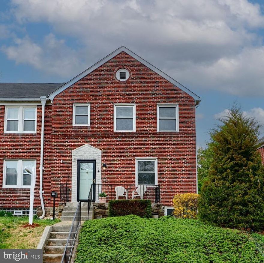 Quaint porch front brick home located in an established & convenient Baltimore Community. This property offers easy access to shopping, restaurants, DT Catonsville, access to 695 & I95 corridors, BWI Airport, DT Baltimore, UMBC and much more.  Step inside this well cared for home with loads of natural light, fresh paint & new carpet (hardwood floors under carpet on main and upper level).  The traditional floor plan offers generous living space on the main level with separate living room, dining room with bay window & newly updated kitchen, Kitchen showcases new white cabinetry, quartz countertop, ceramic tile floor, stainless sink & stainless steel appliances.  A covered deck with steps to patio &  fenced yard are easily accessible from the kitchen. The private outdoor space is great for grilling, outdoor entertaining & play.  The upper level offers 3 bedrooms with a nicely appointed full bath, new carpet, ceiling fans in all rooms & a pull down attic for storage.  A partially finished lower level houses a generous sized family room/4th bedroom, a full bath, laundry & utility room. Updated Kitchen (2025); Carpeting (2025/2024); Fresh paint throughout (2025); HVAC @2018; Roof @2015;