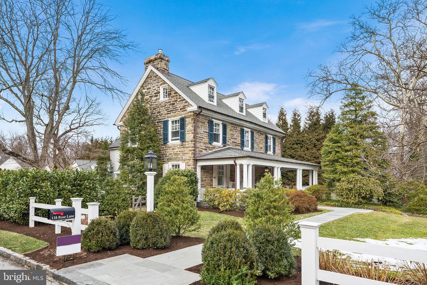 All Offers Due Saturday March 2nd 2:00.  Walk to Haverford Square, Merion Cricket Club and more from this charming, exquisitely updated stone colonial nestled on one of the most sought-after streets in Lower Merion! From the professionally landscaped new bluestone side walkway to the breezy and inviting front porch, this home oozes character and curb appeal. A handsome Dutch door brings you inside, where you’ll discover endless updates and designer finishes throughout, including upgraded lighting, nine-foot ceilings, hardwood floors, gorgeous moldings, pocket doors, custom millwork and restored windows. Just off the gracious foyer sits a light-filled living room with recessed lighting, deep-silled windows and scenic side and front yard views. Directly across you’ll find a beautifully finished dining room with crown molding and abundant natural light. The main level is anchored by a meticulously renovated eat-in kitchen. The current owners spared no expense reconfiguring the space to house high-end appliances—including a Thermador gas range, microwave drawer and custom panel Thermador refrigerator—plus island seating, countertop-to-ceiling marble tile backsplash, a custom hutch with interior lighting and breakfast room with built-in bench. Steps away sits a sunken family room with gas fireplace, custom cabinetry, beamed ceiling, gorgeous stone accent wall and convenient access to the side patio and yard. A powder room and secondary (rear) staircase complete this fantastic first floor. Take the beautifully curved main stairway to the second level, where the glorious primary suite is nestled in its own wing complete with ample closet space, built-in cabinetry, window seat and renovated ensuite full bath with marble tile, frameless glass shower door and custom dual-sink vanity. This level also includes two well-sized secondary bedrooms that share a jack-and-jill bath and a laundry room with utility sink. The third floor features two additional bedrooms with charming dormers plus a full bath. Back downstairs, a finished walk-out lower level offers an open area for entertaining and play plus additional storage. Outside, mature shrubs and plantings and new custom fencing give the home added privacy and allure. There’s also a rear bluestone patio with ample space for lounging and dining and a detached garage with upstairs living area—perfect for a home office or bedroom suite! Zoned for award-winning Lower Merion School District and mere minutes from premier private schools, commuter rail and Suburban Square, this home is the ultimate marriage of Main Line convenience and charm. Whole-house generator, updated electrical & HVAC