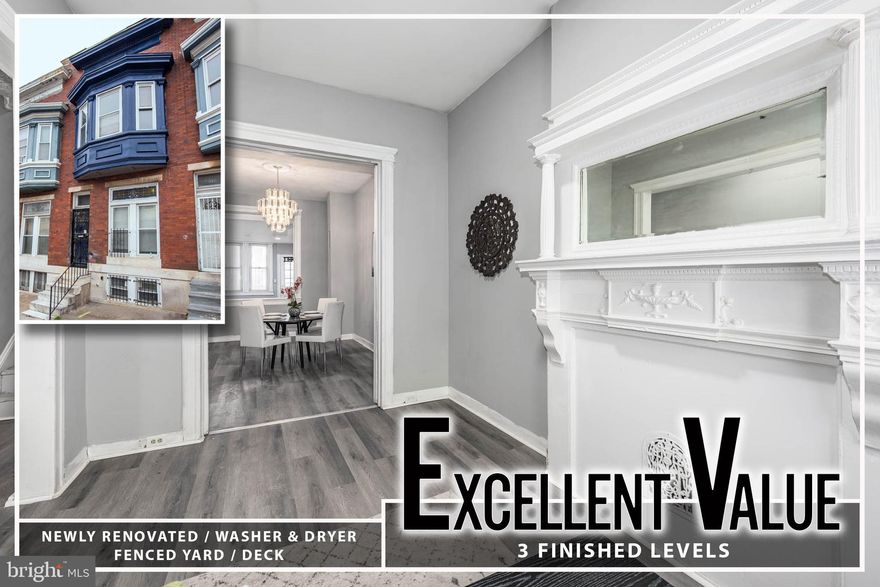 This beautifully updated home offers 3 finished levels of living space. Step inside to find wood laminate flooring throughout the main level, which includes a spacious living room, dining room, and an updated kitchen perfect for entertaining. Upstairs, you'll find 3 well-sized bedrooms and a full bathroom. The finished basement features a versatile bedroom, den, a second full bathroom, and a convenient laundry room. Enjoy outdoor living with a rear deck and a fully fenced yard—ideal for relaxing or entertaining. Don't miss out on this gem!