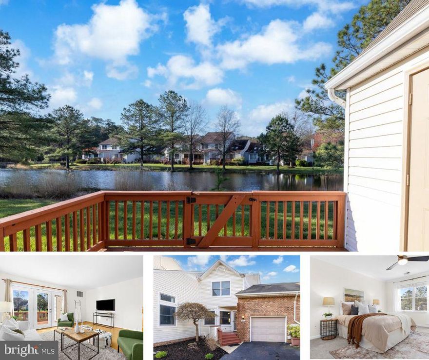 Welcome to 5002 Bridgepoint Drive -a rare Kent Island Garage Townhome  with pond views and low HOA. You will fall in love with the newly updated kitchen with new flooring, countertops, backsplash and stainless steel appliances. Bamboo flooring creates an open flow through the dining and living space with a wall of windows. The French door opens up to the expansive rear deck with motorized awning and views of the pond.  This is the perfect setting for grilling and relaxing while enjoying views of the wildlife. A blue heron is a local resident often seen enjoying the waters. You'll find two bedrooms and two full baths upstairs along with a den/office space. The garage is a great bonus to this home and houses the new(er) washer and dryer. This home is perfect for those looking to right size, have a weekend getaway or add to your portfolio. Ask your lender about 100% Financing options - USDA approved! Don't wait, schedule your private showing today.