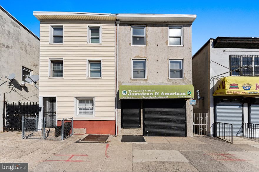 Unlock the potential of this versatile mixed-use property in the heart of Philadelphia! The first level features a ready-to-go storefront with a full kitchen, bar area, and two half baths, making it ideal for a restaurant, café, retail shop, or office space. The full basement offers ample storage, ensuring functionality for any business venture.

The second and third levels house a spacious 3-bedroom, 2-bath apartment, providing a blank canvas ready to be transformed into a beautiful living space. Whether you’re an entrepreneur looking to run a business while living upstairs or an investor seeking rental income, this property presents endless opportunities.

Located in a high-traffic area with great visibility, this property is perfect for a business owner, landlord, or investor looking to maximize potential in a prime Philadelphia location.

 Don’t miss out on this unique investment opportunity—schedule a tour today!