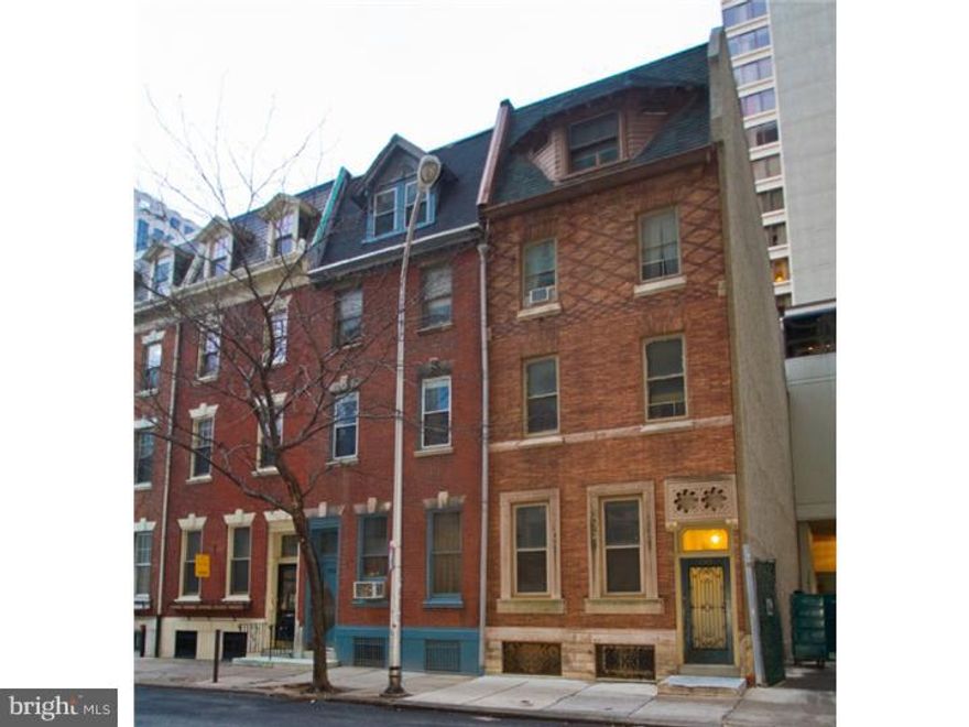 Unique and positively excellent opportunity to own a multi-unit building just off Rittenhouse Square! This is an ideal long term investment for possible condos, townhome or rental apartments. Tons of character with ornate mantles, moldings, large windows, multiple types of flooring (wood, wood parquet, pergo, painted wood), bay and leaded glass windows and more! This building offers 5 apartments and a commercial first floor front artist studio. First floor rear is a studio apartment with living room/bedroom combination, separate kitchen and full bath. Grand original staircase with leaded glass window, wainscoting, carpeting over hardwood floors and 4 story view. The second floor is a functional obsolescent 2 bedroom, 1 operation bath unit, currently used by the owner. The third floor offers two more studio units with living room/bedroom combos and separate kitchen and baths. The fourth floor unit is a two bedroom, 1 bath apartment with separate kitchen and bath and rooftop access. Common basement with storage, mechanicals, full bath, access to rear with fire escape in bad condition & easement allowing access to Rittenhouse Square parking driveway. Owner pays all utilities (gas heat, gas hot water and electric). Being sold in as is condition based on buyers own inspection. Stand on your steps and view the gorgeous Rittenhouse Square Park, the most prominent location in Philadelphia. Showings by appointment with list agent, M-F 9-6pm, Sat 12-4, no Sundays. Sellers cannot settle prior to 6/27/15.