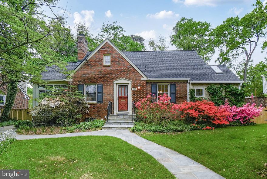 Charming 3-bedroom cape in wonderful Woodmoor.  Peace and quiet only begin to describe this sought after neighborhood with its great sense of community.  This spacious 3-bedroom all-brick cape was expanded in 2009, extending an exterior wall to update the kitchen, adding custom soft-close cabinetry, recessed lighting, caesarstone  countertops with breakfast bar, stainless-steel appliances with gas range, and skylight filled with natural light.  In addition to its modern kitchen, the roof was replaced in 2022,  the HVAC and mini-split (ductless HVAC unit) for the upper level are under 7 years old.  Two fireplaces, one wood-burning on the main level and one gas-insert on the lower level, hardwood floors on the main and upper level and fresh paint throughout complete the warm, cozy new home ambiance.   Potential for adding a bedroom and bath in the lower level or adding to the upper level.   Relax in the 3-season glass-enclosed porch or outside on the well-built slate patio complete with outdoor patio furniture compliments of the seller.  Rear yard is enclosed by wood fencing and gates installed in 2024 along with the patio/deck rear entrance area.  This lovely cape is close to the Woodmoor Shopping Center, North Four Corners Park, Burnt Mills Park and Trails, Trader Joe’s, Montgomery Blair High School and backs to Pinecrest Elementary.   All this and close proximity to downtown Silver Spring, major commuter routes, metro access , the FDA, Holy Cross Hospital, and Sligo Creek Golf Course. Nature lovers will fully enjoy Northwest Branch with its trails and scenery.  The property is being sold as-is but all mechanicals are in good to great shape.  Very well maintained home