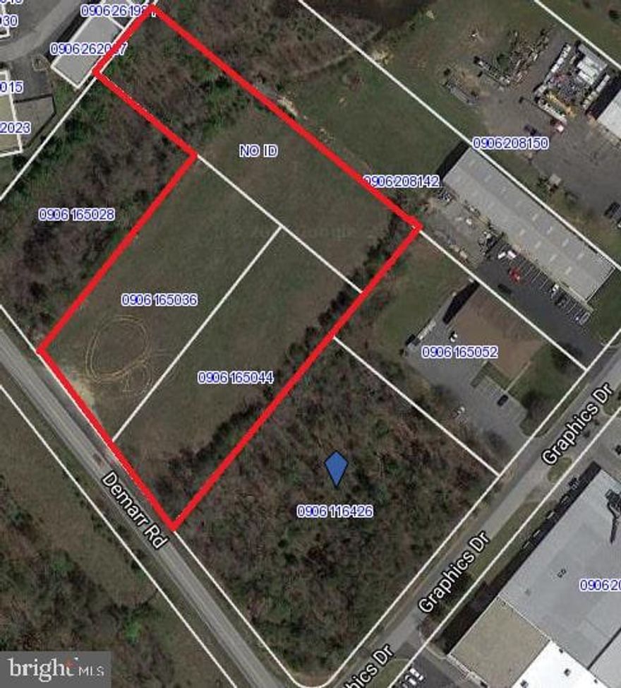 Total of 3 lots.  Industrial Zoning.  Near new development.  Access to Route 301 and St. Charles Pkwy.  Site is sub-grade and site work for concept plan has been permitted.  Water and Sewer on site.  Storm Water Management Permit Active.  Ready to build lot.