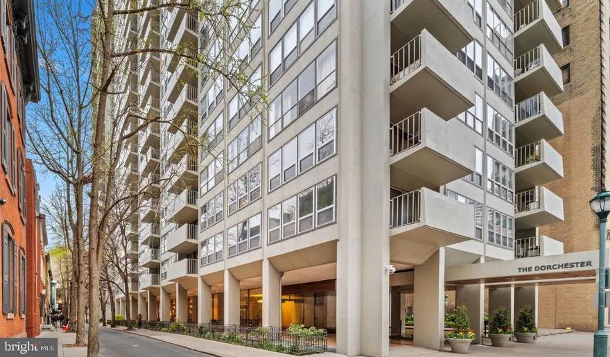 Welcome to The Dorchester! This highly sought-after building is ideally situated on the southwest corner of historic Rittenhouse Square, just steps from all the shopping, dining, and vibrant city life that Rittenhouse and Center City have to offer. Residents of The Dorchester enjoy a host of premium amenities, including a 24-hour front desk and concierge service, a fitness center, a rooftop pool, and optional on-site parking. As you enter the unit, you’re greeted by beautiful hardwood flooring, abundant natural light from two walls of windows, and an open, inviting layout that’s perfect for entertaining or everyday living. The spacious Kitchen features granite countertops and a full wall of cabinetry, and it seamlessly flows into the bright, expansive Living Area with a dedicated Dining Space. Step out onto your private Balcony, located on the north side of the building, and take in scenic views of Rittenhouse Square. The generously sized Bedroom offers excellent closet space and is conveniently adjacent to the updated full hall Bathroom.  With its unbeatable location just steps from the square and close to everything Center City has to offer, this updated condo is the ideal place to enjoy the best of Philadelphia living.