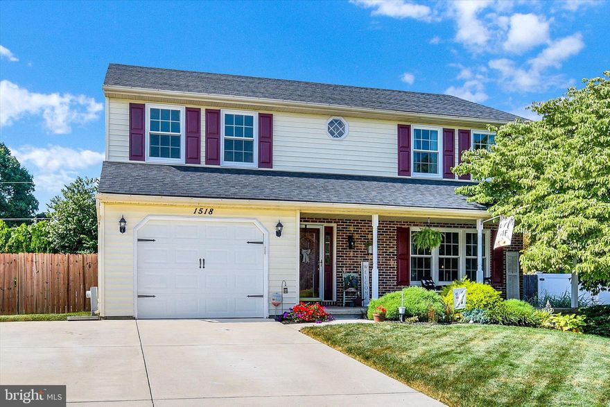 Welcome to 1518 Fountain Glen Dr!  You will be thrilled with all the updates and upgrades in this bright, warm home.  Stop for a minute to enjoy the covered front porch and wave at the neighbors as the kids ride bikes past.  Upon entering  you will walk past the garage door entrance  and a powder room right into the heart of the home- the light, gorgeous kitchen, updated in 2020 with a new island, quartz countertops, subway tile backsplash and both pendant and under counter lighting and also featuring stainless steel appliances.  The kitchen is open to the family room so you won't miss out on anything while you are getting dinner ready.  Next to the kitchen, you will find the more formal dining and living room space that doesn't feel formal with the  wainscotting/ chair rail in the dining room giving it a warm atmosphere. Heading upstairs you will be thrilled to find 4 spacious rooms- no closet sized 4th bedrooms here!  Both the hall and the primary bathrooms have been updated with beautiful tile work, lighting and vanities- the primary bath also has been updated to a walk in shower.  One of the bedrooms has been used as an office space and features built in cabinetry and counter space as well as floating shelves that convey.  The basement is partially finished with a good size area for the family and friends to hang out, plus lots of space for storage and laundry as well!  When it's nice out you will also want to gather those friends and family in your private fenced yard to swim in the in ground pool.  Other updates within the last five years include a new roof, repaved driveway, new garage door, updated lighting outside and new windows throughout the home.  All this plus close to 95 and all the restaurants and shopping that BelAir offer, plus located in the Fountain Green Elementary