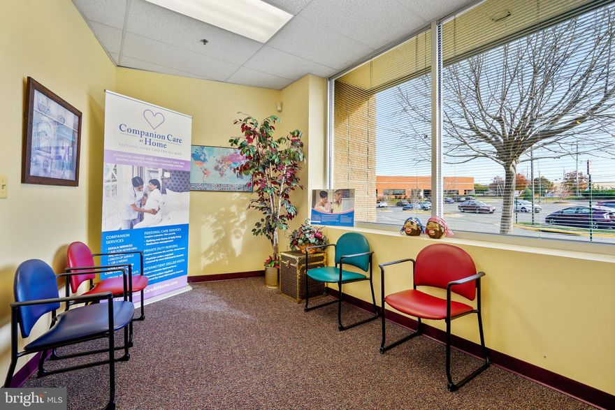 3,261SF of built out office/medical space convenient to Rts. 28, 50 and 66 in Chantilly. Situated in the heart of a retail/office/industrial area. The build is designed to allow for maximum flow of natural light front to back. There are 3 exam rooms, a reception/waiting area, 3 ADA bathrooms, Large office with a conference room, kitchen, 4 additional large work stations, file room, storage room, IT room, nurses station and a huge lab/work area.
There is an extra fridge and all existing furniture can be purchased. The office also has a security system.
The layout is conducive to many types of businesses. Everything is in good condition and ready to be occupied.