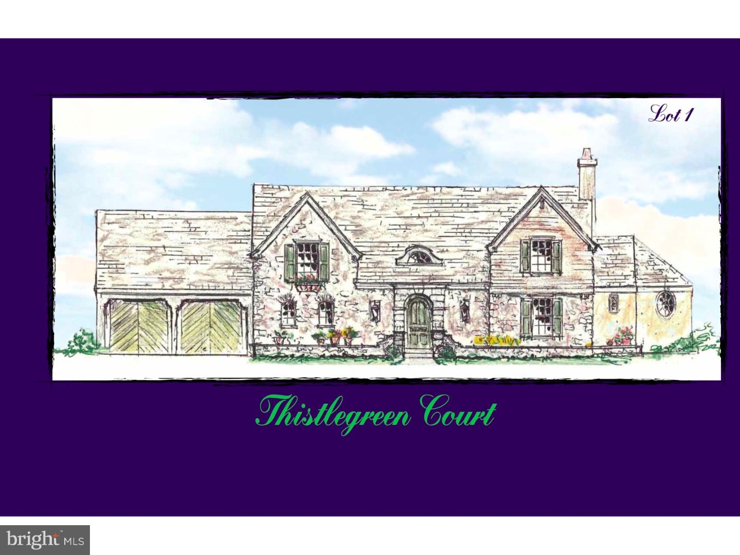 Thistlegreen Court- Exciting community of six independent homes crafted in the style of a European Village and nestled within 5.3 acres of flat, conserved ground, ringed by centennial trees in Lower Merion Township, Villanova. This exclusive enclave offers first and second floor master bedroom opportunities, professionally selected interiors, and the dramatic pairing of exquisite architectural appointments and innovative floor plans. With a focus on "Right-sizing", the homes range from 3500 square feet to an expanded plan of as much as 7000 on three finished floors. Lot 1 Thistlegreen Court- Light filled first floor Dunbarton model offers 3799 square feet on its two finished levels. Great room with volume ceiling, fireplace and wall of glass overlooking rear terrace. May be expanded to a possible 6,777 square feet on three floors. This parcel can accommodate an In ground pool. Please advise that Recurring HOA fees have not yet been determined, as well as the reoccurring fee frequency. There is the ability to expand to 4 or 5 bedrooms.