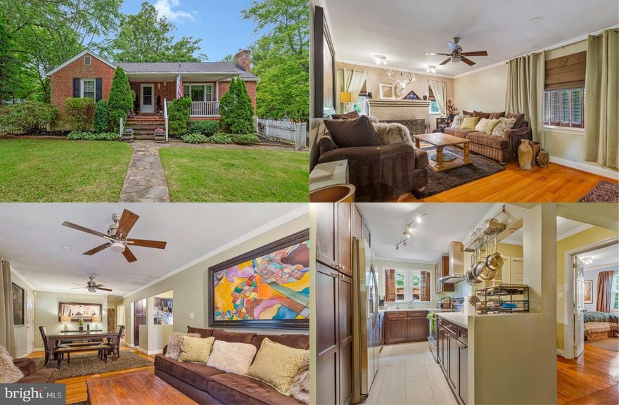 Discover the charm and functionality of this renovated and inviting raised ranch-style home, perfectly situated on a spacious lot with no HOA! The beauty begins outside with an oversized driveway ushering you to the all brick 4 bedroom, 3 full bath home with front porch, a spacious 2-car detached garage with a floored and framed attic above providing loads of storage space, vibrant landscaping, a sundeck and a lush grassy yard dotted with majestic trees. ****** Step inside to a bright and open living and dining area with warm hardwood flooring, crown molding, contemporary lighted ceiling fans, walls of windows, and a stunning brick wood-burning fireplace, perfect for cozy nights in. The galley-style kitchen with a generous opening features rich dark custom cabinetry and stainless steel appliances including a professional style range with suspended vented hood, making both cooking and entertaining a breeze. With three bedrooms on the main level—including a primary suite with private bath—and an additional renovated full hall bath, there’s plenty of room to spread out. Off the kitchen, you’ll find access to the rear deck, ideal for weekend BBQs and enjoying the outdoors. ****** The fully finished walk-out lower level offers incredible bonus space with a large family room plus rec room area with a custom pub-style wet bar, a chic updated full bath, laundry area with front loading machines, and a fourth bedroom complete with a Murphy bed—perfect for guests or a flexible home office setup. A door leading to the attic of the home that is framed and floored provides additional storage space or room to expand. ****** Additional upgrades include a new roof, new AC/heat pump installed last year and still under warranty, and French drains installed around the entire interior and into the center with a new sump pump installed in 2023, adding peace of mind and making this home move-in ready. This home combines everyday comfort with great entertaining spaces—don’t miss your chance to make it yours!