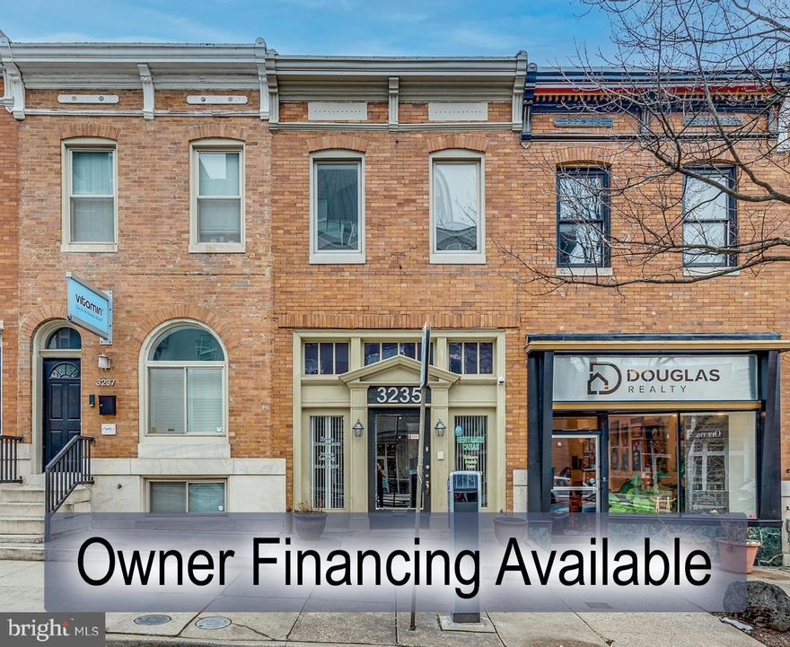 OWNER FINANCING AVAILABLE! Excellent opportunity to own a turn-key professional building in Canton, on Eastern Ave corridor blossoming with developments and opportunity, geared at an established or a start-up business. Fully renovated building features a nicely appointed storefront,  inviting reception area,  exceptional trim throughout, private conference room, along with multiple work areas and offices. Second floor can easily be converted into a separate apartment with an existing complete kitchen and a full bathroom with a walk-in shower. Multiple parking spaces at the rear make makes this building a complete winner. Close to 95 and 895, Baltimore Downtown, Bayview, and Johns Hopkins.
