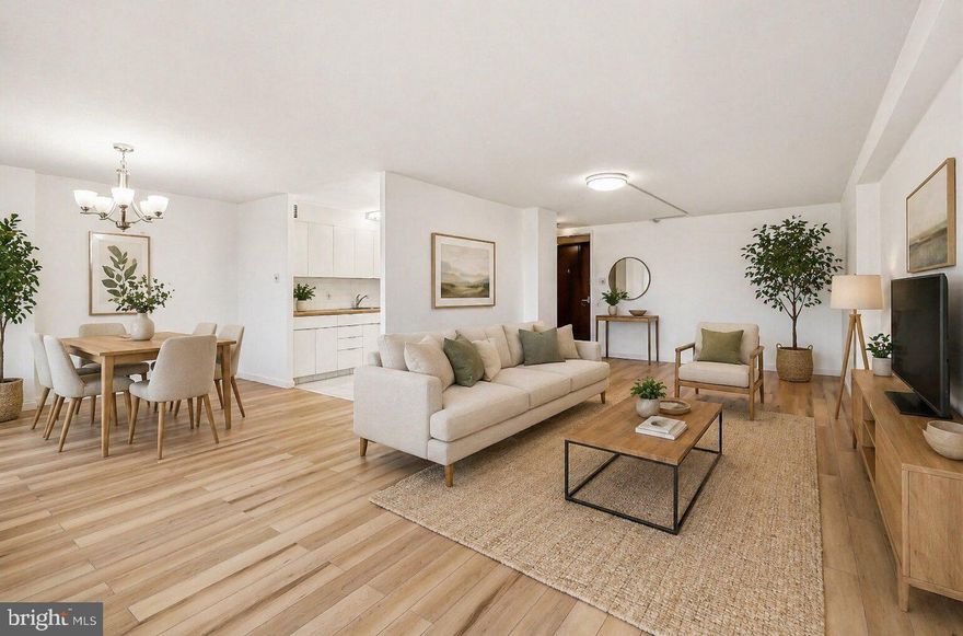 This bright and cheerful one-bedroom residence is located on the 8th floor of the East Building at the desirable Green Hill Condominium, conveniently situated near the elevator. Offering an open floor plan with numerous upgrades and updates, this home combines comfort, style, and convenience.
             Features include beautiful wood flooring, a big kitchen with space for a breakfast table or home office nook, an updated bathroom, and the added convenience of an in-unit washer and dryer.
            The oversized living room is filled with natural light from a full wall of windows, while the dining area opens through sliding doors to a spacious private balcony—perfect for relaxing, entertaining, or enjoying the peaceful views.
            The generously sized bedroom offers abundant closet space, including a walk-in closet.
            Monthly condominium fees include utilities, adding exceptional value and convenience.
            Green Hill Condominium is a sought-after community offering 24-hour security,  courtesy shuttle bus, and an active social club. Residents may also enjoy the tennis courts, indoor and outdoor swimming pools, and fitness center for an additional fee.
            Ideally located in Lower Merion Township, this move-in ready home offers comfort, convenience, and easy living in one of the Main Line’s most established communities. A wonderful place to proudly call home.
           Two month's capital contribution due at closing. A $150 move-in fee and $500 elevator fee are charged for move-in. The $500 elevator fee is refundable if there is no damage. Photo contain virtual staging.