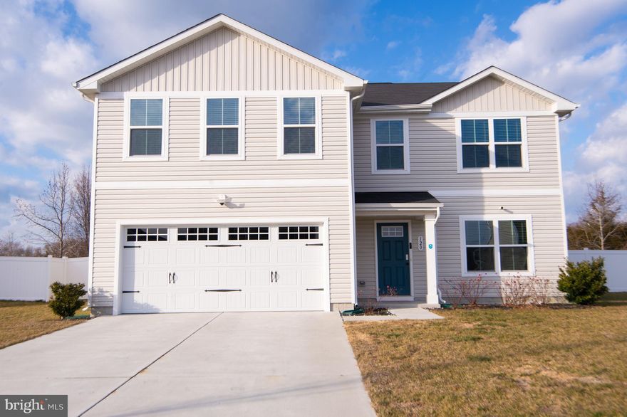 Built in 2023, this beautifully maintained and move-in ready home offers 5 bedrooms and 2.5 bathrooms on a spacious lot in the desirable Heron Point North community.  Enjoy the convenience of an attached two car garage and a welcoming covered front porch that leads into a bright, thoughtfully designed interior.  The main level features abundant natural light, recessed lighting, luxury flooring, plush carpet, and a soft neutral color palette.  This level includes a spacious living room, half bath, dining area, and a stunning kitchen complete with granite countertops, mixed gold and stainless finishes, ample cabinetry, a pantry closet, stainless steel appliances, and an island with breakfast seating.  Interior access to the garage is conveniently located just off the kitchen.  Upstairs, you’ll find four generously sized secondary bedrooms, two with walk-in closets, a full bathroom with a double sink vanity, second floor laundry, and a spacious primary suite.  The primary bedroom offers two walk-in closets and a private en suite with a double sink vanity and a walk-in shower.  TV wall mounts in all bedrooms and the living room, along with all window treatments, and a Eufy security system with cameras convey with the home.  Step through the sliding glass doors outside from the dining area to a large patio featuring a gazebo, patio furniture, hot tub, and grill, all included with the sale.  The fully fenced backyard provides plenty of green space and privacy, perfect for kids, pets, relaxing or entertaining.  Community amenities include a fenced dog park, picnic tables, charcoal grills, and a walking trail.  Conveniently located near shopping, dining, and major commuter routes, this move-in ready home has so much to offer new homeowners.