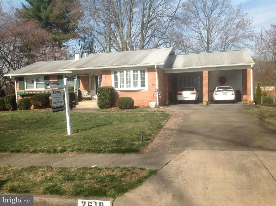NEW PRICE! Make this home your own with updates.  Adorable brick rambler in sought after Dunn Loring Woods.  SFH 4 bed, 3 bath with 2 car carport. Less than 1 mile to Dunn Loring metro station, shops, and restaurants at Mosaic District. Fenced yard and screen in porch. Finished w/o basement. Bedroom and full bath in lower level. OPEN HOUSE MARCH 26 2-4.