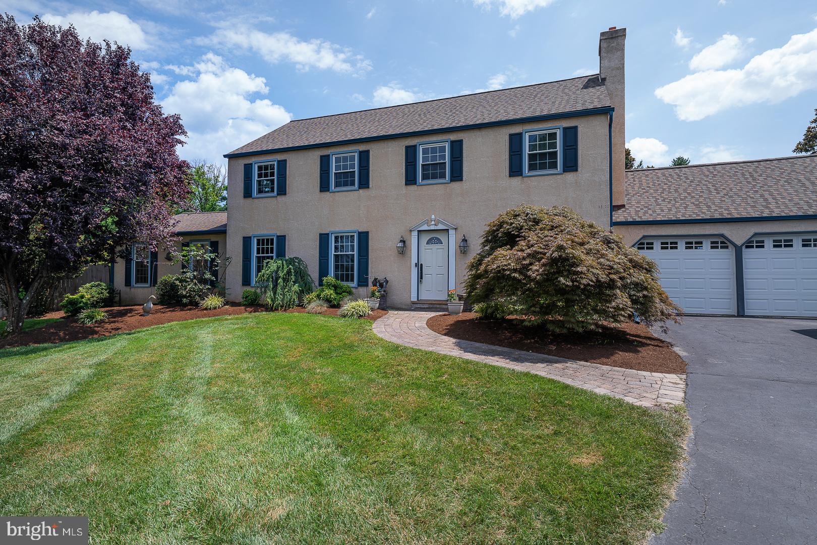 Prepare to be pleasantly surprised with this 4 Bedroom Colonial home nestled at the end of a Cul de Sac on .81 acres with 3 Additions to this house for almost 2800 Sq Ft above-grade living Space nestled close to Historic Valley Forge Park and a quick drive to King of Prussia and downtown Phoenixville! The traditional floor plan greets you with a Foyer, expansive Living Room, formal Dining Room, and Family Room (or Playroom) with a Gas Fireplace. The Sunny Eat-in Kitchen has been expanded to more than Double its original size with enough Cabinets and Granite countertops to meet anyone’s Culinary needs, featuring a Double Oven, Microwave, Gas Range, and a center Island. The beautiful, large windows in this extended Kitchen also allow you to hover over the Sink with prep or clean up while overlooking the extensive fenced-in Yard with a Rear door close by to dash outside and Grill! The 2nd Addition is great for an In Home Office with Gas Fireplace strategically located behind the attached 2-car Garage, a main floor Laundry Room and a convenient Powder Room for remote privacy while working from home. The 3rd Addition is next to the formal Dining Room and is a bright, massive 2nd Family Room with French Doors to the large Rear Yard and ready to meet your desires; Media room, Game Room, Man Cave etc. Hardwood floors on the Main level were just refinished, so you can design your space easily. Upstairs there are 3 large Bedrooms, a hall Linen closet, and a Full bath. The 4th Bedroom’s Owner's suite is graced with a walk-in Closet and Full Bath. The Lower level was just professionally waterproofed with transferrable warranty and is great for storage. The Rear fenced-in expansive Yard has beautiful gardens, including 2 mature Magnolia trees and plenty of room to play ball or run around! This suburban home is privately set and convenient to stores, nearby amenities and major routes.