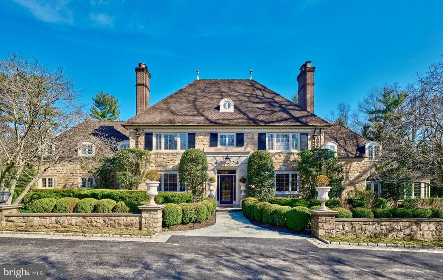 Exclusively hidden on one of the most coveted streets in Northside Bryn Mawr, within the award-winning Lower Merion School District, this exceptional Gracious Main Line Estate offers the rare opportunity to own an architectural oasis unlike any other. Positioned along prestigious Ridgewood Road, the property seamlessly blends timeless character with refined, thoughtfully renovated craftsmanship.
The estate is further enhanced by resort-style amenities including a regulation tennis court, swimming pool and spa, and a guest house complete with a full kitchen, full bathroom, and washer and dryer. Formal gardens and sophisticated yet welcoming grounds surround the property, complemented by preserved original stonework, a spacious rear patio, and a picturesque courtyard that creates an ideal setting for peaceful outdoor living and true tranquility.
1241 Ridgewood Road is more than a residence; it is an opportunity to own a home that stands as an emblem of timeless elegance, warmth, sophistication, and exclusivity.