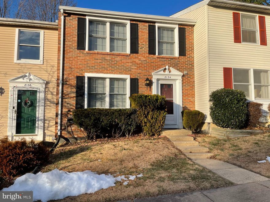 Freshly paint and cleaned, move-in ready. This gorgeous 3 level brick front townhouse features newly updated kitchen  with granite counters, oak cabinets, and stainless steel appliances, All bathrooms, fence, and deck have been updated. Pergo flooring on Main Level, Wall to Wall carpet on upper and lower finished areas.  Numerous playgrounds, tennis & basketball courts & a large community pool & clubhouse  are close by. Act fast while the interest rate remains historically low. Open House scheduled on Sunday 23 has been canceled.