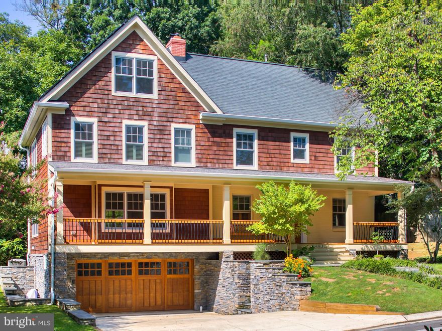 Exceptional quality.Meticulously maintained.Special Chevy Chase home on historic estate w huge preservd trees.Gracious front porch w custom handrail. Commercial gr KIT w 6 burner gas stove,forml DR w FP.Custom herringbone rear deck overlooks expansive yard,custom shed & playhouse in style of home.18 panel solar array provides nearly of house powr. Ask abt KVS $500 buyr cred.