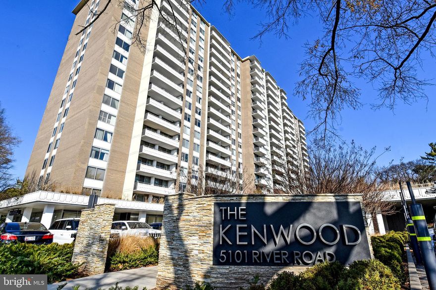The Kenwood doesn't have a better unit!  1467 sqf of spacious, light-filled living in a corner unit with 2 bedrooms and 2 bathrooms. Two assigned parking spaces  (tandem) and all basic utilities included!!  Expansive views from every room, with a panoramic Northwestern  view from the living/dining room and attached balcony.  An updated kitchen and bathrooms and gleaming hardwood floors throughout.   Rent includes all basic utilities plus two garage spaces. There is one laundry room on each level. The Kenwood is a friendly community with 24 hour front desk, outdoor swimming pool, gym and party room and outdoor grills. Conveniently located with easy access to the brand-new Westbard Giant and shopping center,  Crescent Trail, Kenwood Station Mall, Whole Foods Market, Restaurants, bus stop to Friendship Heights, take the trail to Downtown Bethesda. Only minutes to 495, 270.