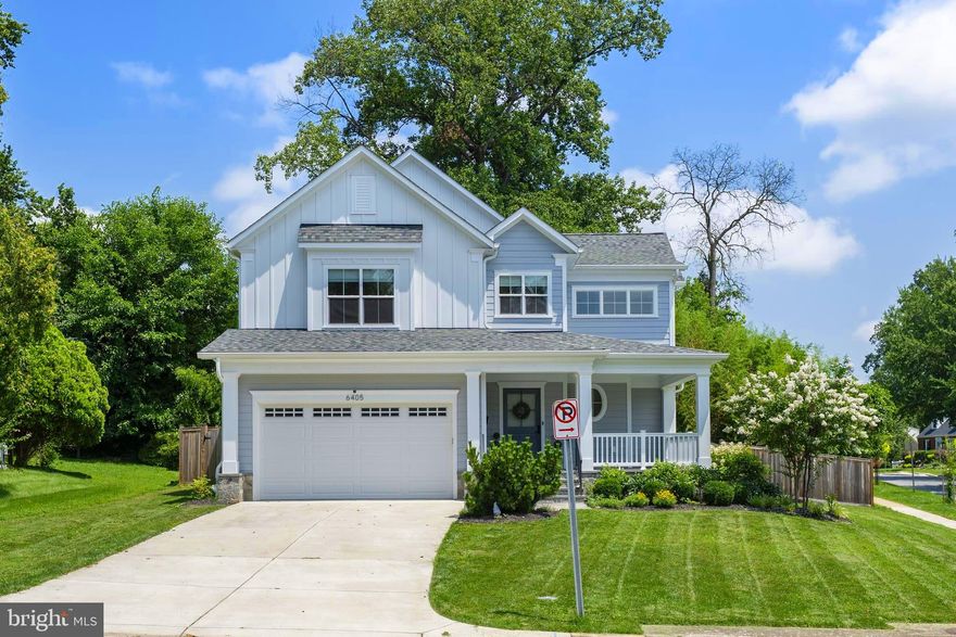 Welcome to 6405 Wilmett Road — a stunning new construction by Meridian Homes, ideally nestled in the heart of Wyngate, one of Bethesda’s most beloved neighborhoods. This beautifully crafted modern farmhouse offers over 5,600 square feet of refined living space, perfectly blending timeless charm with today’s lifestyle.


Step inside to sun-drenched, open-concept living spaces with solid hardwood floors throughout the main level — warm, durable, and made for real life. The gourmet kitchen is a showstopper, complete with a large center island, quartz countertops, designer cabinetry, stainless steel apron-front sink, a walk-in pantry, and top-tier appliances. The adjoining family room is filled with natural light and features custom coffered ceilings and a stone-accented gas fireplace — the perfect gathering space for cozy evenings or elegant entertaining.

Also on the main level: a spacious dining room, a stylish powder room, a home office or study, and a welcoming foyer with custom millwork. The mudroom leads to an oversized two-car garage and offers built-in lockers, a storage closet, and access to a second family foyer with cabinetry, a beverage fridge, and a walk-in closet.

Upstairs, the expansive primary suite feels like a private retreat with a tray ceiling, dual walk-in closets with custom built-ins, a mirrored dressing area, and gleaming hardwood floors. The spa-inspired bath is beautifully appointed with a freestanding soaking tub, an oversized shower with bench, dual vanities with quartz counters, and elegant chrome fixtures.

Three additional upper-level bedrooms are generously sized and feature upgraded carpeting, built-out closets, and access to two full bathrooms with porcelain tile, custom mirrors, and quartz or quartzite countertops. A well-equipped laundry room with cabinetry completes the upper floor.

The finished lower level is bright and versatile, with a large recreation room, a fifth bedroom, full bathroom, bonus storage, and flexible space perfect for a gym, media room, or second office.


Set on a generous 9,167 square-foot lot, the home features fully fenced rear and side yards, professional landscaping, and a flagstone patio just off the kitchen — ideal for outdoor entertaining or quiet evening relaxation. Sidewalk-lined streets invite daily strolls through the community.

Located just minutes from downtown Bethesda, Wildwood Shopping Center, Montgomery Mall, I-495, and top-rated public and private schools — this home truly has it all.

Come, see, and move right in.