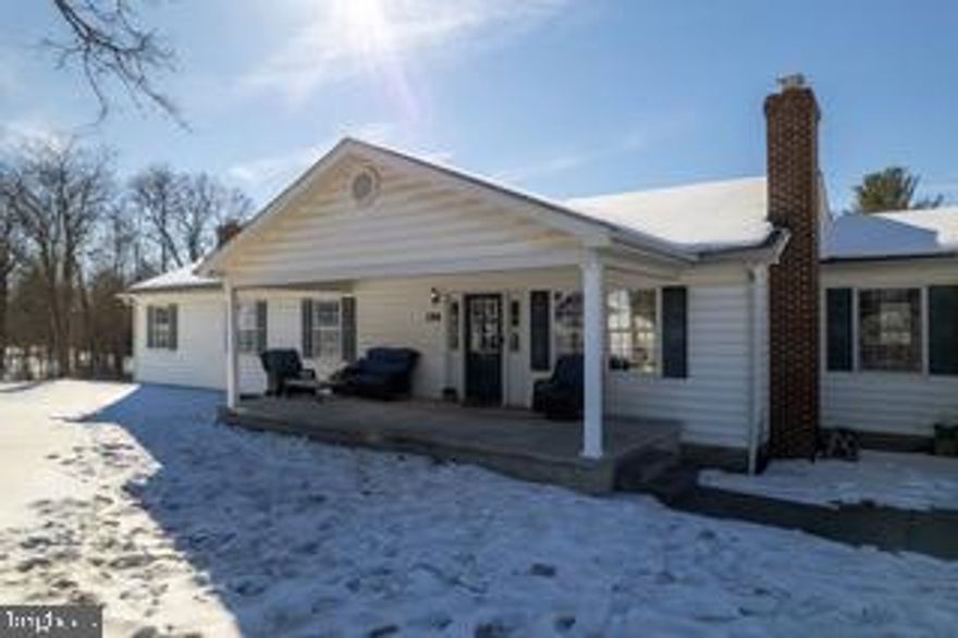 This spacious 4 bedroom ranch style home situated on 8.72 acres has a GREAT location convenient to schools, parks, shopping , major highways and at a GREAT price consisting of 1,910 sq. ft. of living space on the main level,  offering a full partially finished basement with a full bath,  window(s) and a french door  leading to the rear yard.  The home offers loads of storage, handicapped access on the main level, a wonderful kitchen with an island, large pantry, two woodstoves on each level, an oversized garage with 10' garage door,  french door(s) leading to the 70X10 rear deck for family and friends to enjoy gatherings and cookouts. The home owners have made many improvements such as: New 30 yr. architectural roof in 2022, New HVAC, hybrid h2o heater, water conditioner, UV light, kitchen appliances, new light and plumbing fixtures, many new cabinets, Nest thermostat, updated bathrooms in 2023.  freshly painted and several new windows in 2026. All sizes & measurements are approximate.