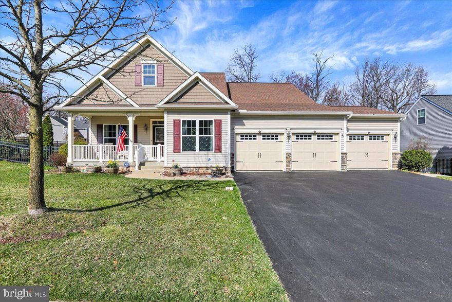 This stunning ranch home in the highly sought after Mountain View community is just what you've been looking for.  The covered front porch invites you into the foyer where you'll find a nice private office with French doors.  Cooking is a breeze in this well appointed gourmet kitchen with hard surface counter tops, tile backsplash, a breakfast bar and recessed lighting. The open  concept of this area includes a large family room with a vaulted ceiling and a gas fireplace.  Siding glass doors in the dining room  area lead to the rear covered deck overlooking a beautiful yard with steps leading to a paver patio with a gas hookup for a grill plus another hard scaped fire pit area.  There is also a nice fenced in yard with a sprinkler system!  Upon going back into the first floor of the home there is a primary suite with a bathroom and two other bedrooms with a Jack & Jill full bath. The laundry can also be found on the main floor.  Traveling downstairs is a wonderful finished recreation room, another two bedrooms, a half bath  and a large unfinished area.  Don't overlook the fantastic three car garage!  This home has it all.  Welcome H