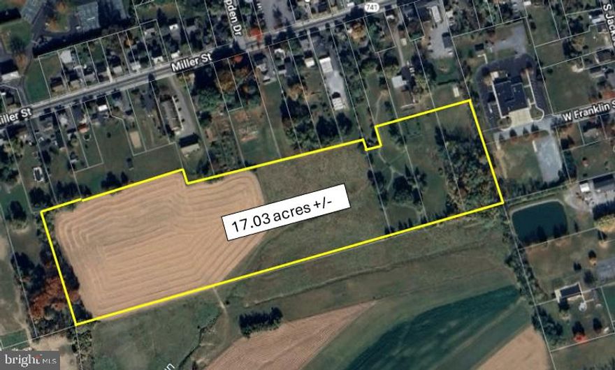 Rare opportunity to own 17 +/- acres in Lampeter-Strasburg School District, Strasburg Borough, offering a unique combination of space and convenience in a highly desirable location. This property provides ample room for a variety of potential uses, all within walking distance to town amenities while still enjoying a private setting overlooking farmland. A great chance to invest in one of Lancaster County’s most sought-after areas. Yellow lines drawn on photo are for marketing purposes only and may not be exact.