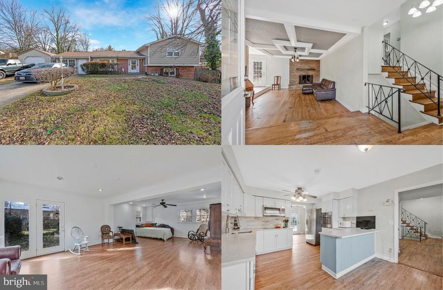 Welcome to 10911 Brookwood Ave, a charming split-level home full of potential and set on a spacious .46-acre lot with no HOA. This 3 bedroom, 3 full bath home offers a bright open-concept living and dining area with hardwood floors, a sunken living room centered around a striking brick wood-burning fireplace, and dining room with French style doors that open to a generous backyard. The yard features an inground pool, patio, deck with pergola and lush yard surrounded by privacy planting—perfect for future summer fun. The eat-in kitchen includes white cabinetry, white countertops, designer tile backsplash and stainless-steel appliances, with an opportunity for the next owner to bring their personal touch. Just off the kitchen is a large family/bonus room makes a great game room or home office and leads to the laundry area at the back. Upstairs, you’ll find three comfortable bedrooms and two baths, including a primary suite with its own private bath with glass enclosed shower and sleek vanity. The finished walk-out lower level adds even more living space with a large recreation area, a walk-out to the yard, and a half bath plus a separate shower—functioning as a full bath setup. The home also features a detached one-car garage and plenty of room to reimagine and upgrade. Easy access to hiking and biking trails, and commuting to DC or Andrews AFB is only a short drive, with local shopping close by. With its great layout, ample space, and desirable location, this home offers excellent value and is ready for the right buyer to make it shine—being sold AS-IS.