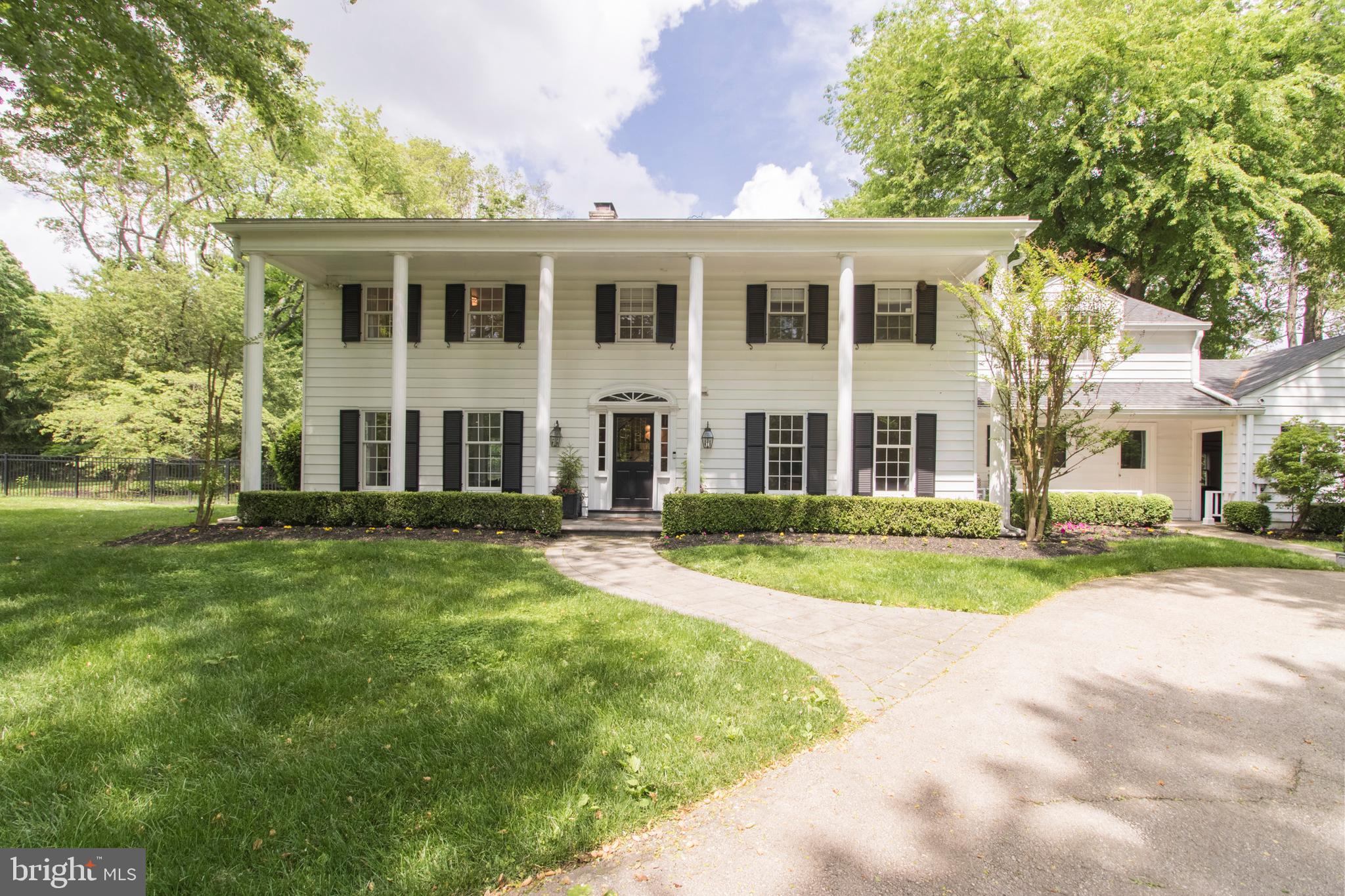 Beautiful, secluded home in the most desirable section of Gladwyne. This home has been totally updated with a new Kitchen featuring Viking appliances and marble countertops, beautiful bathrooms and a new roof. Large foyer, elegant Living Room, formal Dining Room, new modern Kitchen, incredible Family Room with stone fireplace, wet bar and sliding glass doors to a patio with outdoor entertaining area, and powder room complete the first floor. Second floor features 4 bedrooms each with private bathrooms. The Master Bedroom is a dream come true with a tray ceiling with cove lighting, stunning walk in closet/dressing room and an over the top beautiful custom marble bathroom. The Basement is finished and perfect as a second family room. Amazing grounds with stunning pool, pool house with half bath, fireplace and outdoor kitchen. This is a must see on one of the most prestigious streets on the main line.