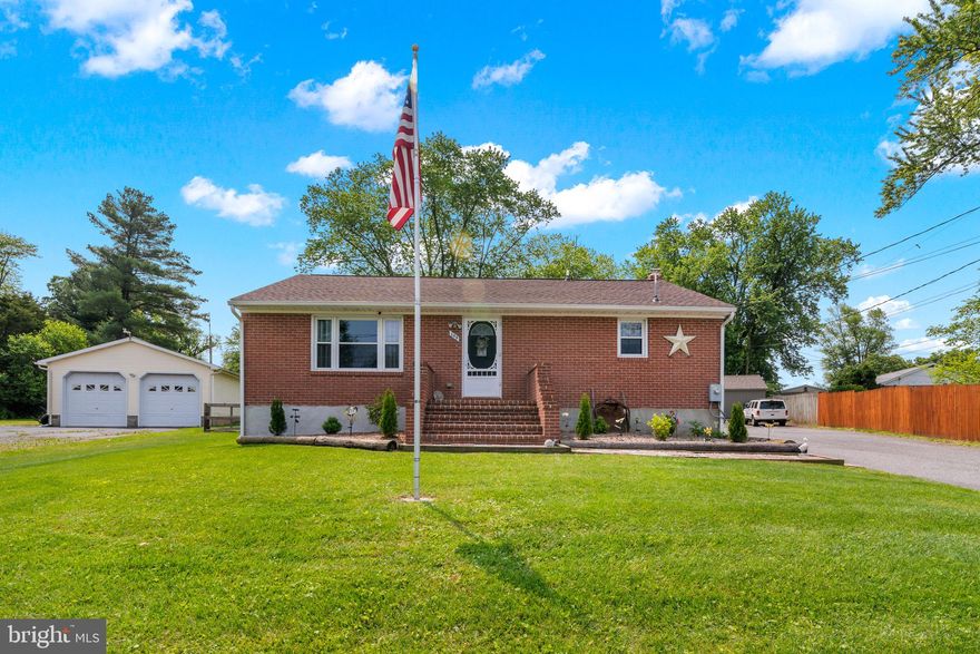Charming, well-maintained brick rancher in peaceful Harford County. Highlights include: large deck overlooking almost 1/2 acre level lot with fenced rear; newer roof (2019) and gutters; huge paved driveway;  outbuilding for extra storage;  updated kitchen with all appliances; gleaming hardwoods;  three main level bedrooms and two more sizable bedrooms in lower level; central Air and warm gas heat; and pellet stove in lower level. A little piece of country, yet convenient to job centers and shopping.