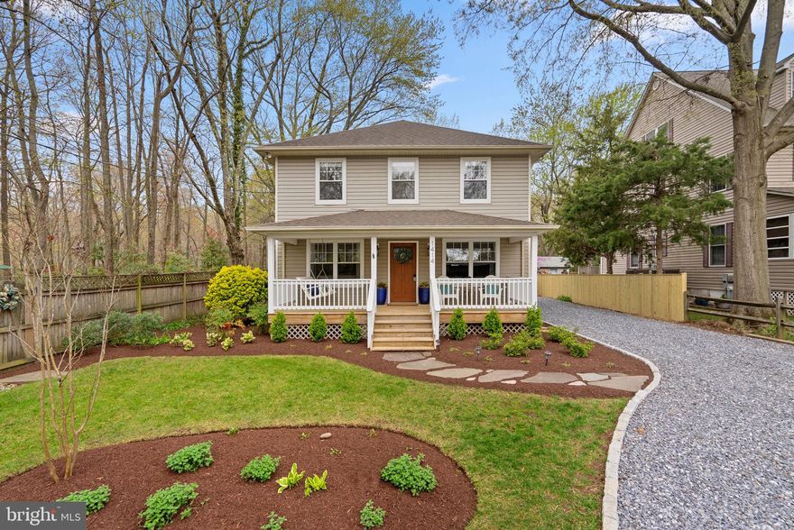 This charming farmhouse style home boasts an expansive front porch complete and waterviews of the Chesapeake Bay, along with unique sideline of the historic Captain Avery Museum and waterfront park just beyond!  Nestled on a spacious lot with well appointed landscaping, the sizeable backyard is ideal for gardening or simply enjoying the peaceful backdrop of nearby mature trees. Stepping inside, you’ll be greeted with loads of natural light in the living and dining room offered by an abundance of windows. The kitchen has been updated with brand new quartz countertops and stainless steel sink, new LG induction ceramic glass top stove (along with air fryer and convection in the oven) and microwave oven,  and opens to a versatile/flexible space that can easily serve as a home office or den.  There's also a convenient half bath on this main level.  Upstairs, you’ll find a spacious owner’s suite with a private backyard balcony, two closets, ceiling fan and direct access to the newly remodeled hall bath with shower, two sink vanity with quartz top, new lighting, and oiled bronze hardware. Two additional bedrooms, both with roomy closets and ceiling fans, complete this upper level. Extra storage is provided by a large backyard Amish shed with garage door access and ramp, along with additional metal shed.  Expanded gravel driveway offers ample parking space, accommodating several cars, RV or boat.  Easy access to Shady Side Park, Discovery Village, Jack Creek Park, local marinas and restaurants.