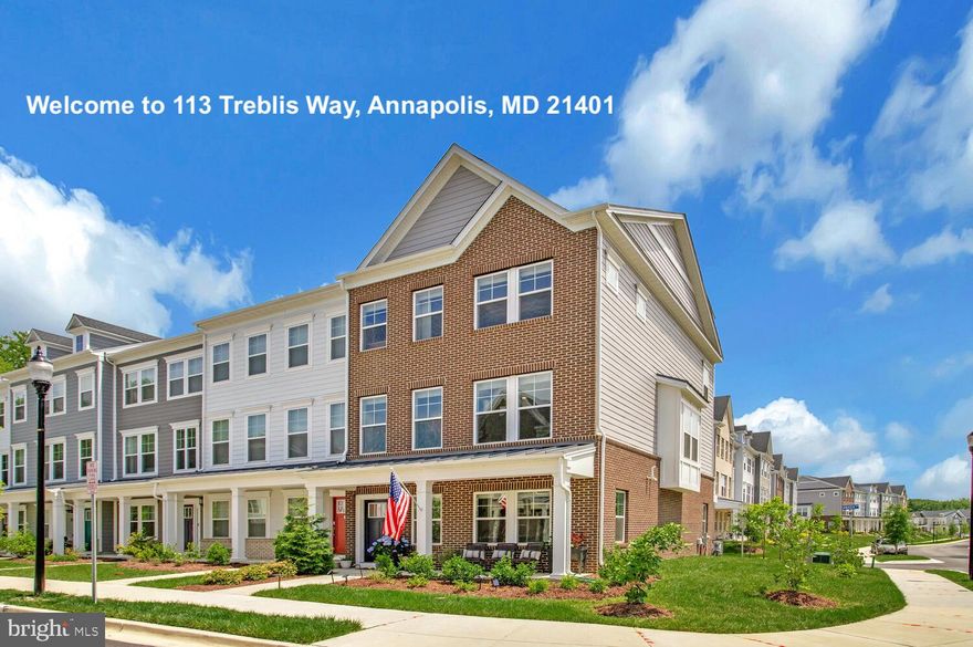 **OPEN HOUSE .... EVERY DAY - CALL FOR TIMES!  **Pristine Beauty...Move-in-Ready 4-Level, End of Row Townhome in the Community of Parkeside Preserve in Annapolis, MD *****The True Definition of Luxury Living with all the Bells & Whistles! This Incredible Home Features 4 Finished Levels with 4 Bedrooms, 3 Full & 1 Half Bathrooms, 2 Car Garage, which features High Grade Epoxy Flooring, Custom bi-level Stone Accent Walls; Ample Storage, and a convenient TESLA Charger! *****Enter on the Main Level either from the Front Door or Garage and Enjoy Entertaining in Your Spacious Family Room with Lots of Natural Light and the Convenience of a Full Bathroom and additional Storage area! *****The 2nd Level features a Spacious Open Floor Plan - Also Great for Entertaining! The Gourmet Kitchen provides Unparalleled Convenience Combined with Casual Comfort and Elegance. Plenty of Counter space with a Kitchen Island and Breakfast Bar; Sep Coffee/Bar Nook, Huge Walk-in Pantry and Half Bath! *****Stainless Steel Appliances; Refrigerator with Water Filtration system; Soft Close Cabinetry.  *****Ascend to the Owner's Suite for Ultimate Convenience of your daily routine. Deluxe Bathroom, Sep Water Closet, and a Huge Walk-in Closet; *****Two (2) additional well-appointed Bedrooms and a Shared Hall Bathroom offering Comfort and Privacy. Both rooms feature 9' Ceilings. *****Sep Laundry area and Hallway Linen Closet. *****Venture to the 4th level (use as a 4th Bedroom, Home Office/Flex Area, Serene Retreat) and Enjoy Evenings Under the Stars! Watch the Blue Angels Fly Over as well as July 4th Fireworks! *****Back to the Main Level for a little down time and Enjoy Sitting under your Covered Front Porch and Soak in the Peaceful Surroundings! *****Added Perks: In addition to a TESLA Charger, there's a 'Flo by Moen' device which monitors the Water pressure, Temperature, Flow rate in real-time, and offers Leak Detection and alerts. *****BEST OF ALL ... Enjoy the Benefits of a ‘Flash Heater System’ that provides UNLIMITED  Hot Water for the Shower! *****Energy Star Certified Appliances; and Custom Window Blinds; and a Ring System *****Call Me for Details about available GRANT/down Payment Funds; ZERO down payment with NO Mortgage Insurance Loan! **Click the MOVIE Icon Next to the Photos to Navigate through each Level of this Gorgeous Home! **OPEN HOUSE .... EVERY DAY - CALL FOR TIMES!